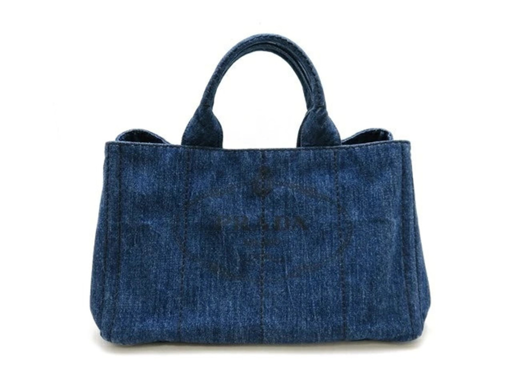 Prada Canapa 2way Shoulder Bag denim blue